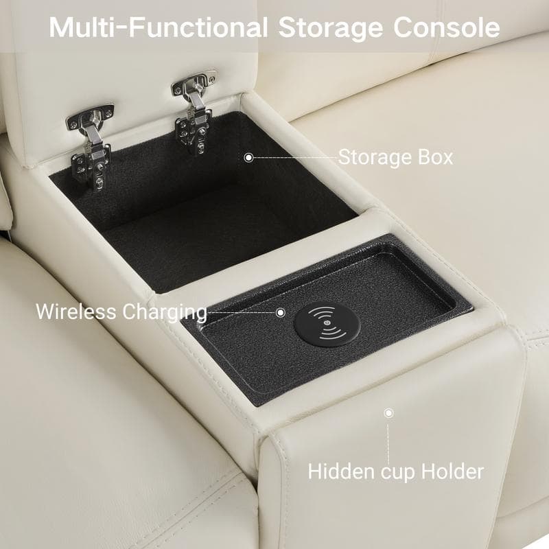 Spruce & Spring Hadlee Genuine leather Reclining Sofa with Multi-Function Console.