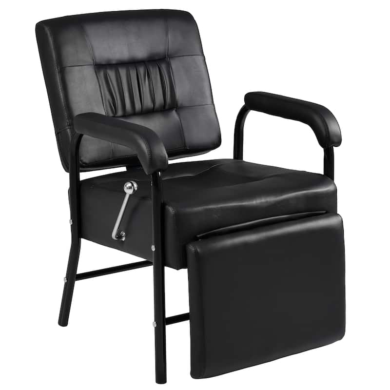 Controled Reclining Shampoo Chair with Footrest for Salon - N/A - Black