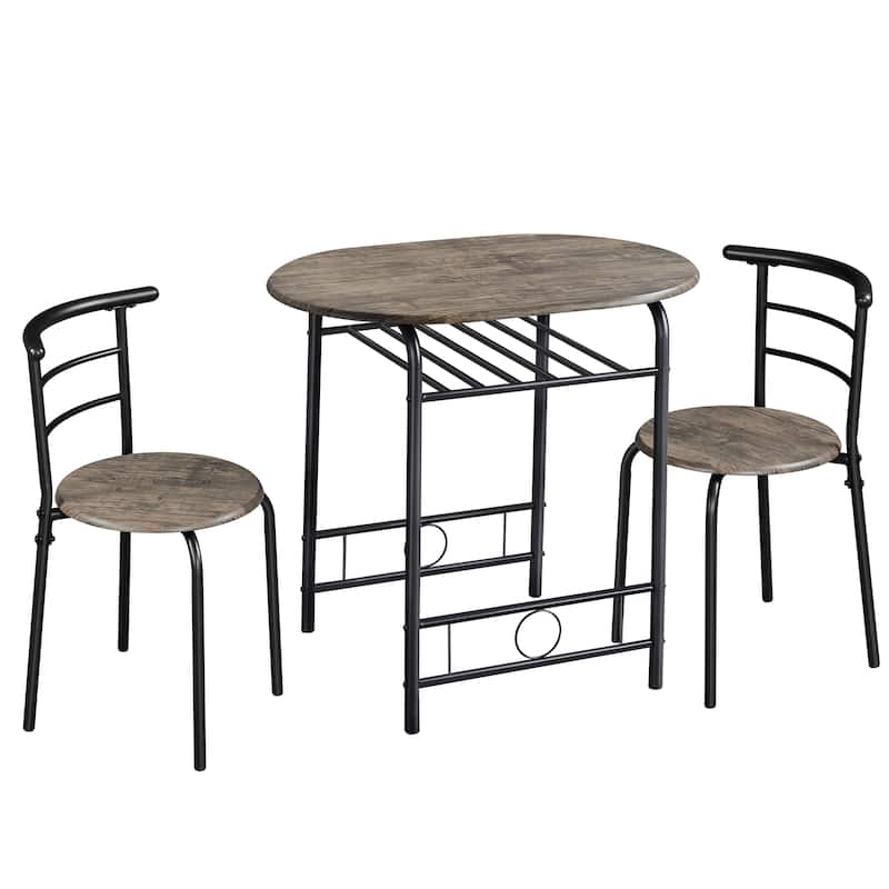 Yaheetech Modern Round Dining Table Set, 3 Piece Dining Room Sets for Kitchens, Apartments