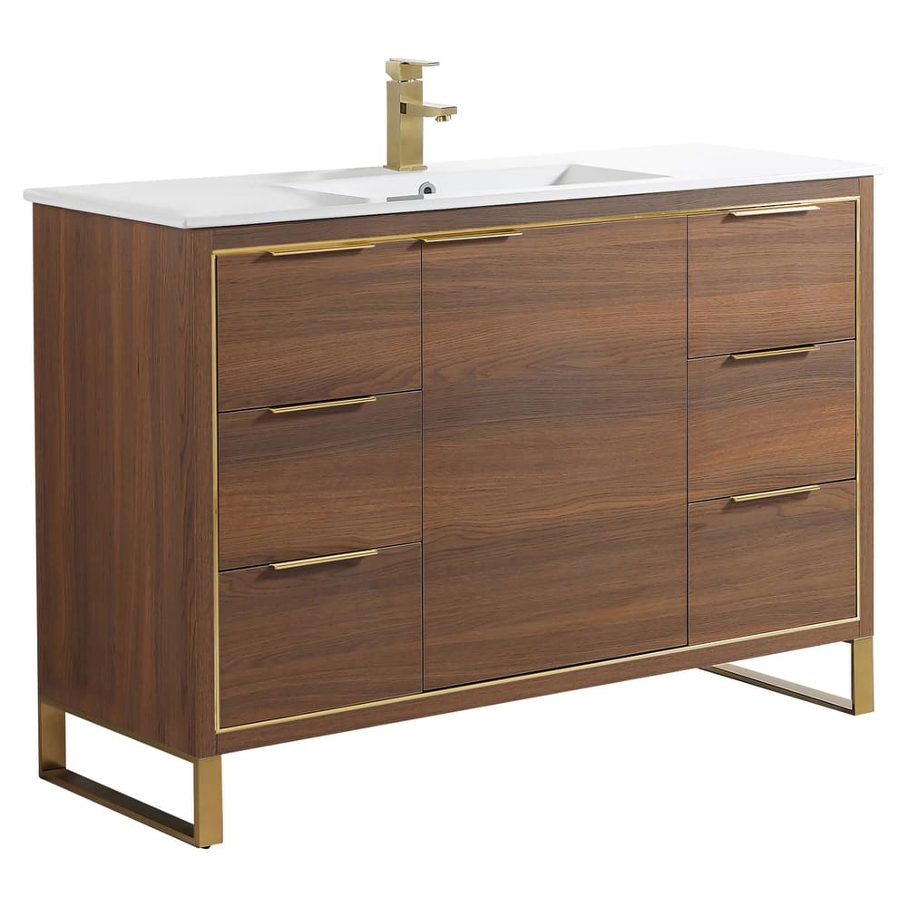Fine Fixtures Opulence Collection Bathroom Vanity with White Ceramic Sink