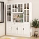 preview thumbnail 7 of 82, White Buffet Sideboard & Curio Bookcase Cabinet with Glass Doors