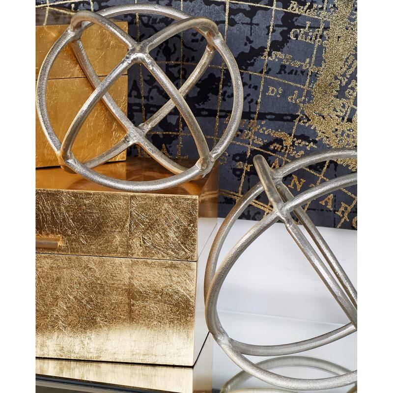 Aluminum Metal Geometric Decorative Sculpture - Set of 2 Silver - Roche River Decor