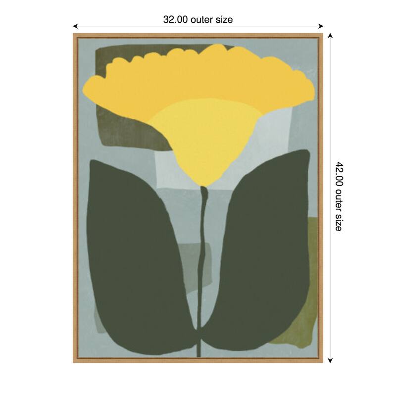 Big yellow bloom by Little Dean Framed Canvas Wall Art Print - Sylvie Maple - 32 x 42 in