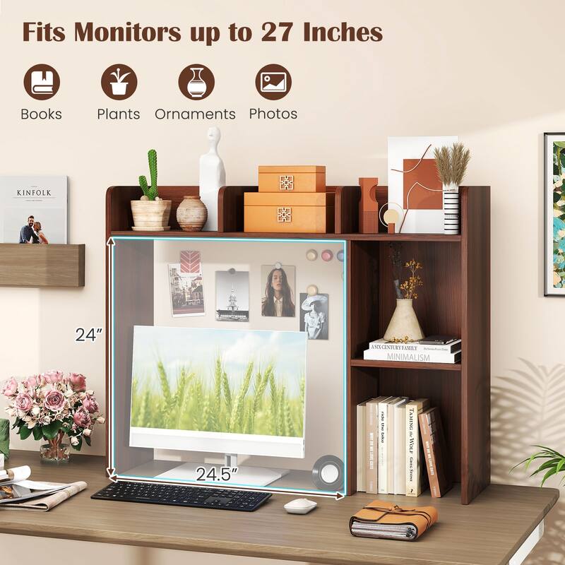 Costway Desk Bookshelf Desktop Storage Organizer Display Shelf Rack