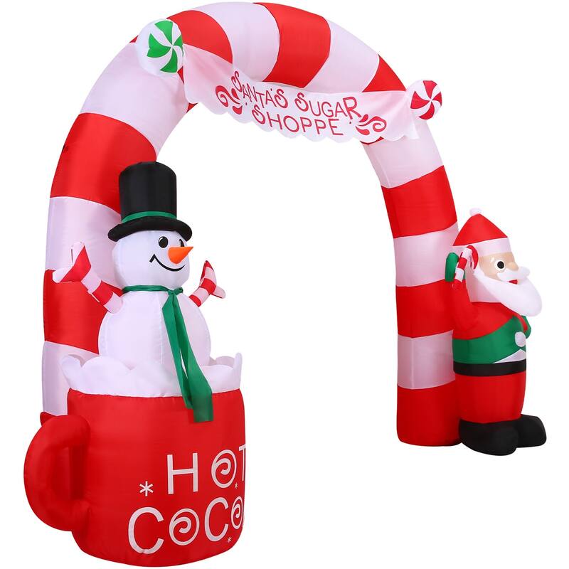 Fraser Hill Farm 9-Ft. Wide Pre-Lit Inflatable Candy Cane Arch