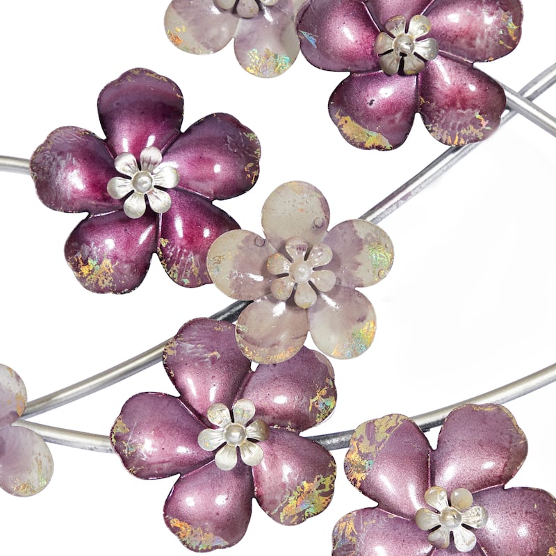 Metal Floral Wall Decor - Purple - Roche River Decor