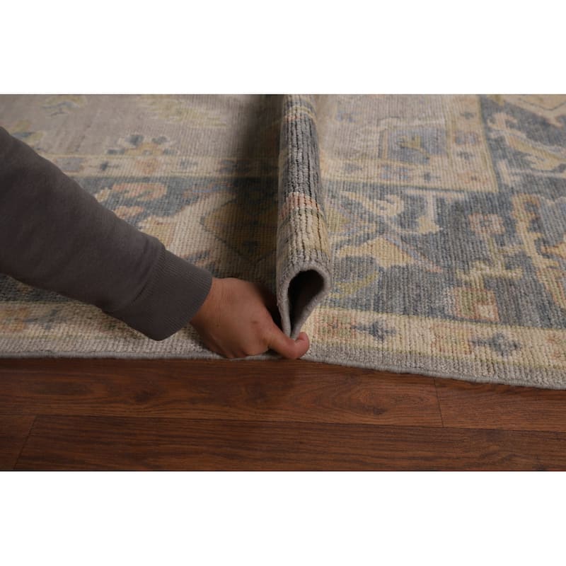 Oushak Turkish Area Rug Handmade Vegetable Dye Grey Wool Carpet - 8'0"x 10'1"