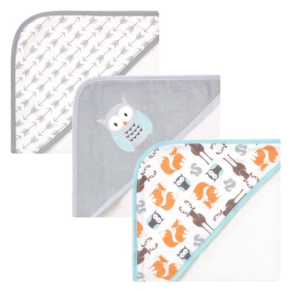 slide 1 of 1, Hudson Baby Infant Unisex Cotton Rich Hooded Towels, Owl, One Size - Owl - One Size One Size - Owl
