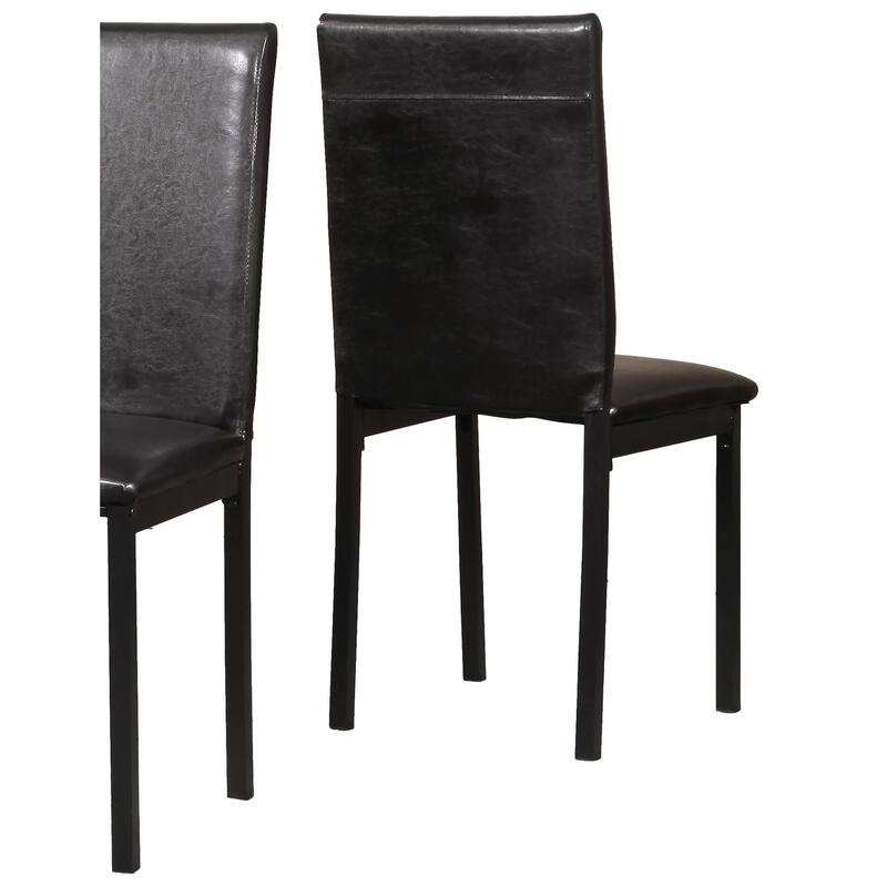 Set of 4 Faux Leather Seat Metal Frame Dining Chairs for Modern Dining.