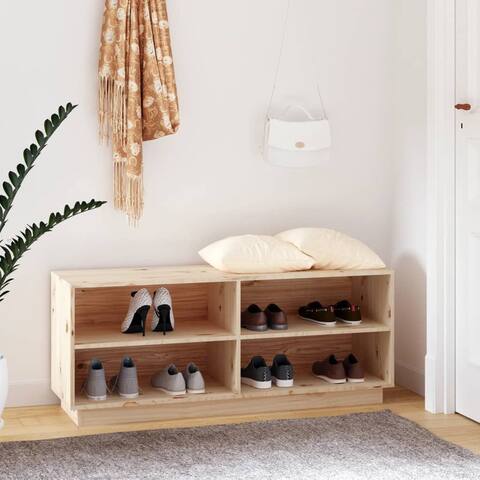 Shoe Cabinet 43.3"x13.4"x17.7" Solid Wood Pine