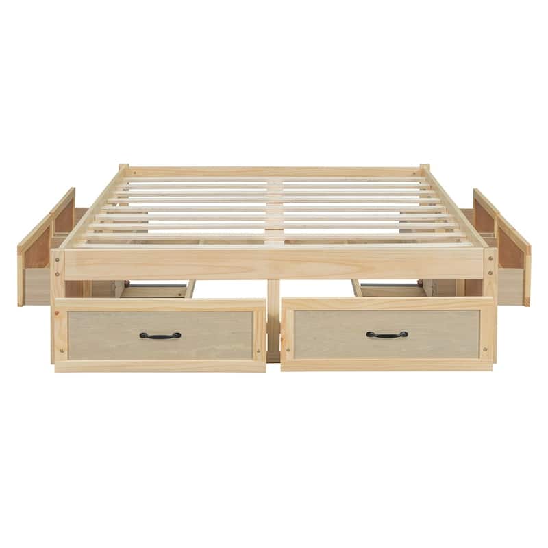 Full Size Platform Bed with 6 Storage Drawers