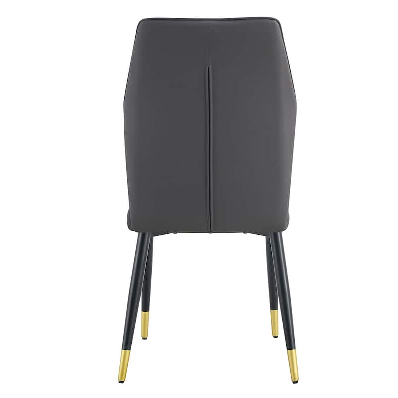 8 Modern Dining Chairs With Stylish Pu Patterned Backrest And Black Metal Legs For Kitchen, Bedroom And Office