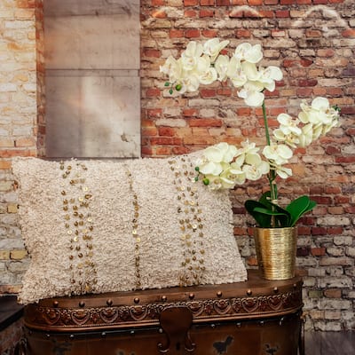 Bohemian Rectangular Throw Pillow - 24" - Beige
