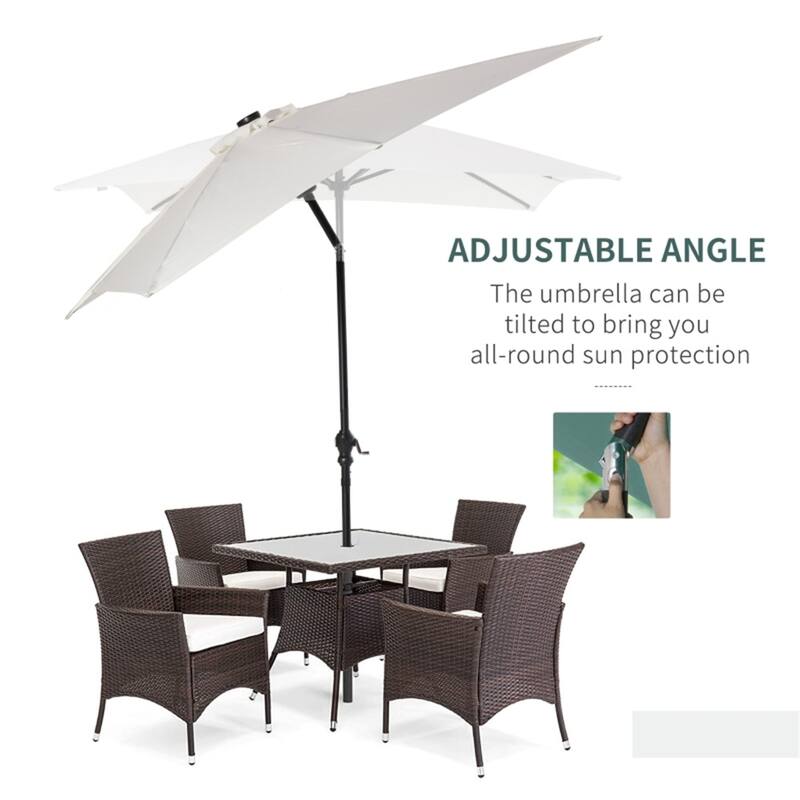 8.8ft Solar LED Patio Umbrella with Tilt and Crank System for Garden Deck Balcony or Backyard - 8.8' L x 6.7' W x 8.1' H