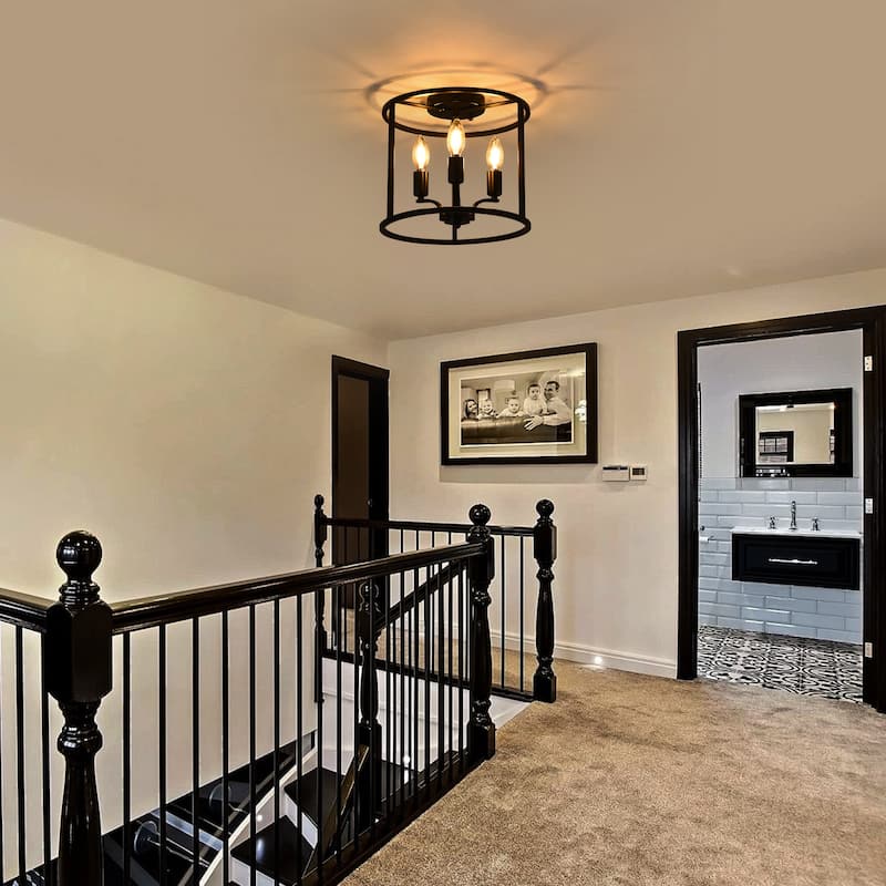 3-light Flush Mount - Matte Black - N/A