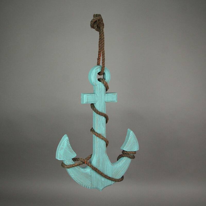 Coastal Ship's Anchor Nautical Wall Hanging Rope Accents 18.25 Inches