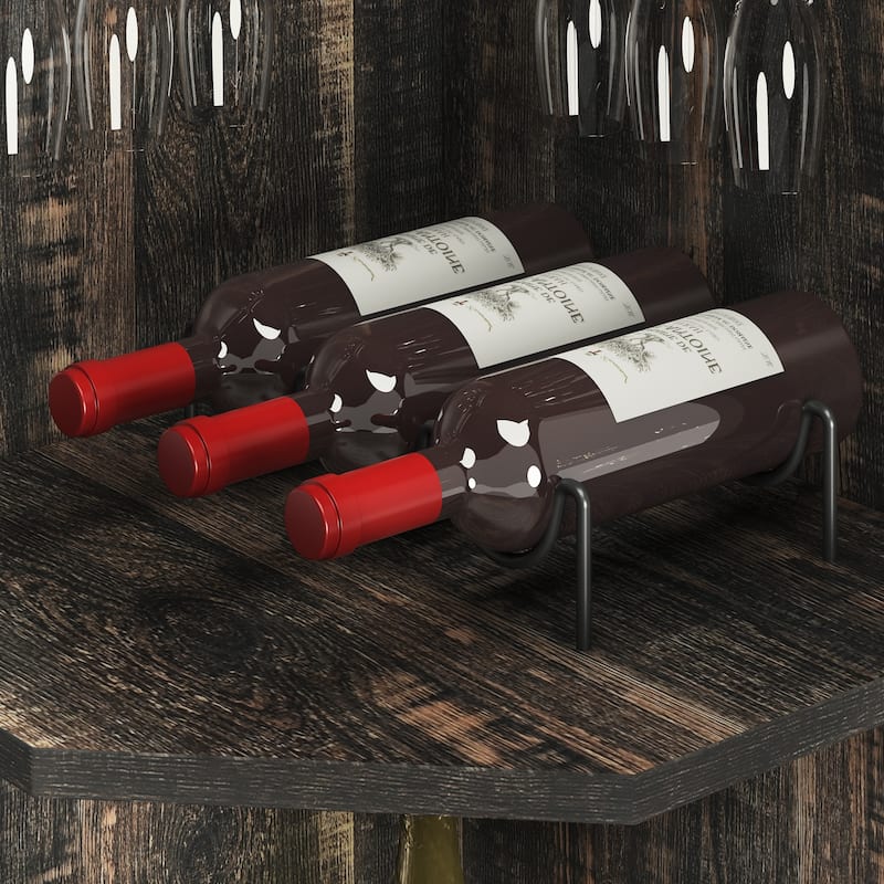 Moasis Corner Bar Cabinet Wine Rack Display Shelves with RGB Lights and Glass Holder
