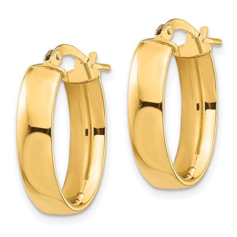 Curata 14k Yellow Gold High Polished Oval Hoop Earrings - 20.38x13.93mm