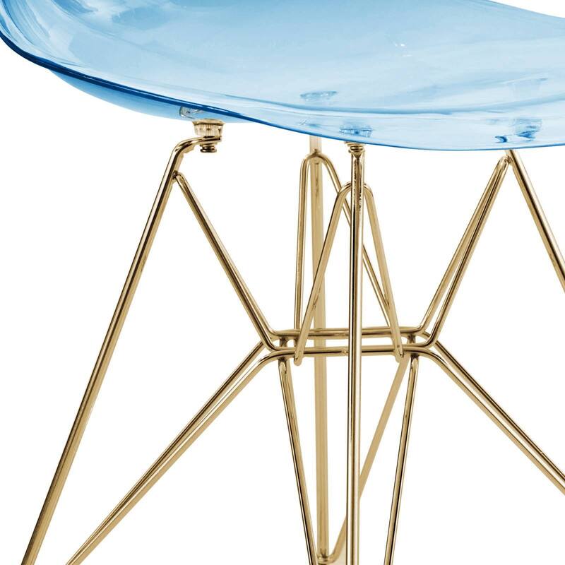 Bristol 5-Piece Dining Set 35" Round Table and 4 Plastic Chairs with Gold Base