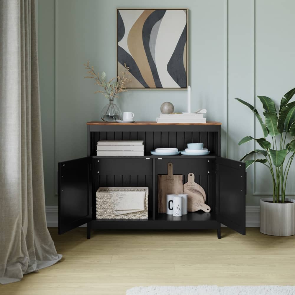 Classic Sideboard and Buffet Cabinet with Open and Closed Storage