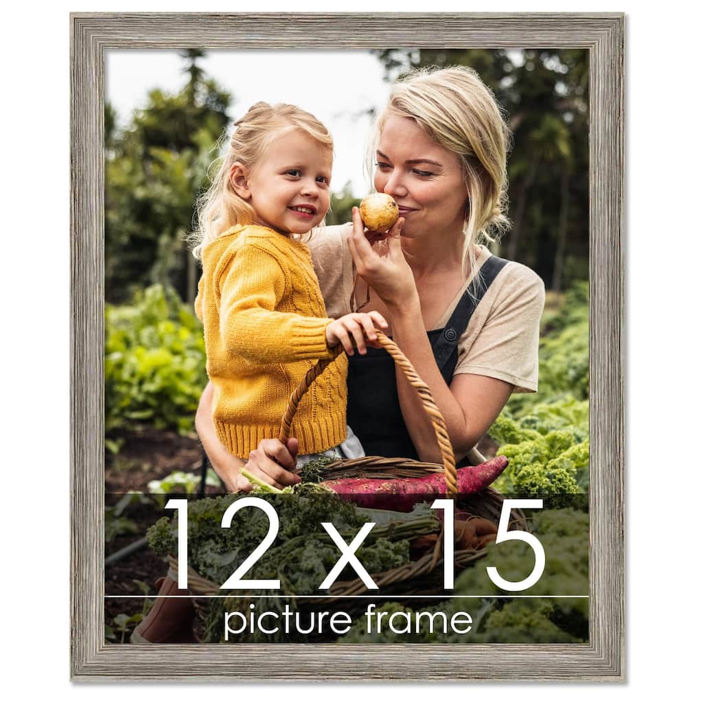 12x15 Grey Rustic Thin Barnwood Picture Frame - UV Acrylic, Foam Board Backing, Hanging Hardware