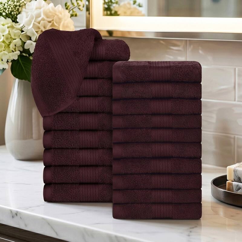 Pure Cotton 600GSM Face Cloths 12X12 Inch by Ample Decor - 20 Pcs