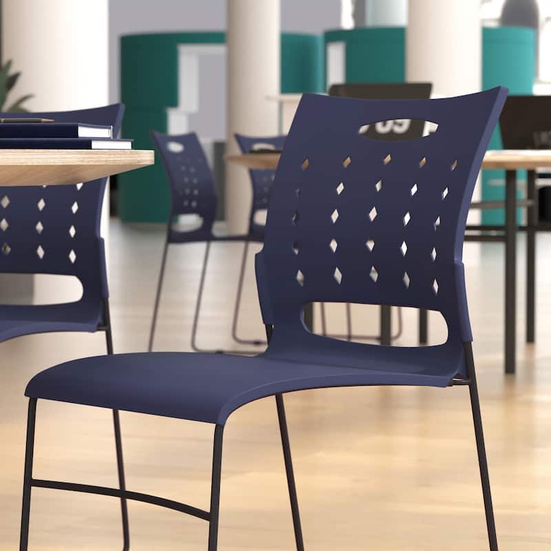 5 Pack HERCULES Series 881 lb. Capacity Sled Base Stack Chair with Air-Vent Back