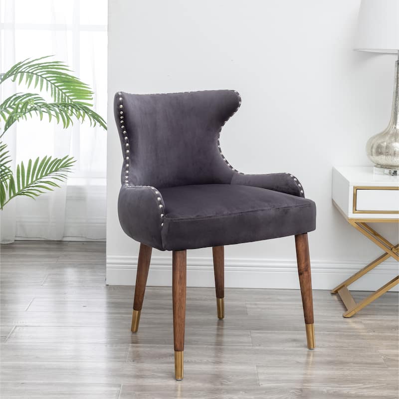 Roundhill Furniture Lindale Mid-century Modern Velvet Accent Chair - Grey