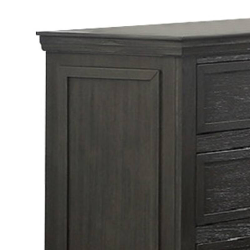 Zenny 58 Inch Wide Dresser with 6 Drawers, Metal Knobs, Farmhouse Gray Wood