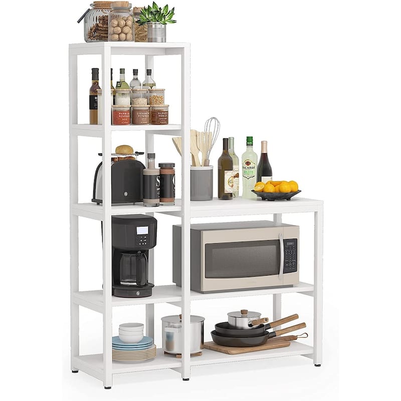 5-Tier L Shaped Kitchen Bakers Rack with Storage Shelf