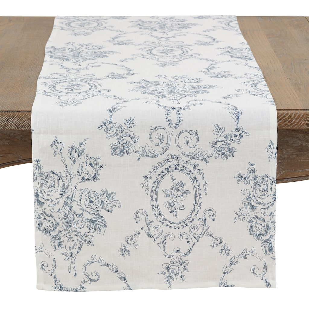 Floral Story Linen Table Runner