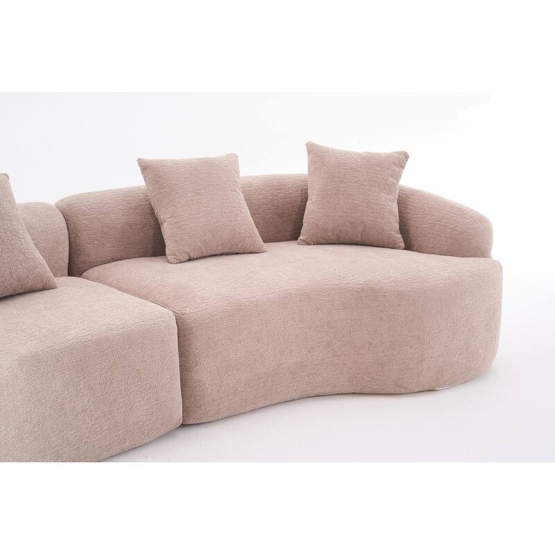 Curved Loveseat White Full Compression Sponge Sofa