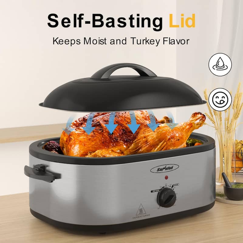20-Quart Electric Roaster Oven with Self-Basting Lid