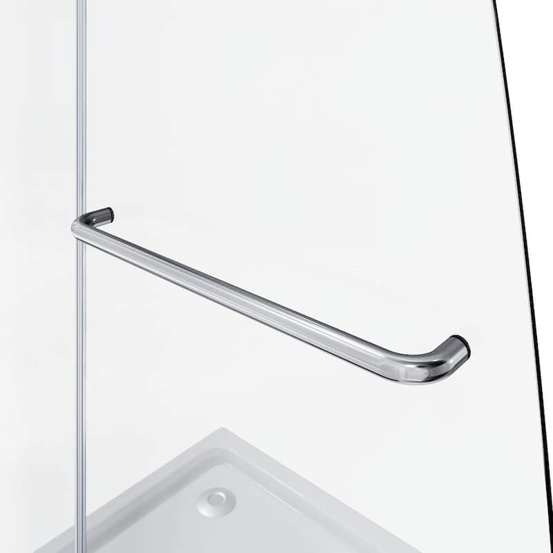 Elegant Shower Doors for Bathtub 48 in. W x 58 in. H Frameless in Chrome Finish Bathtub Hinged Door Excluding Bathtub