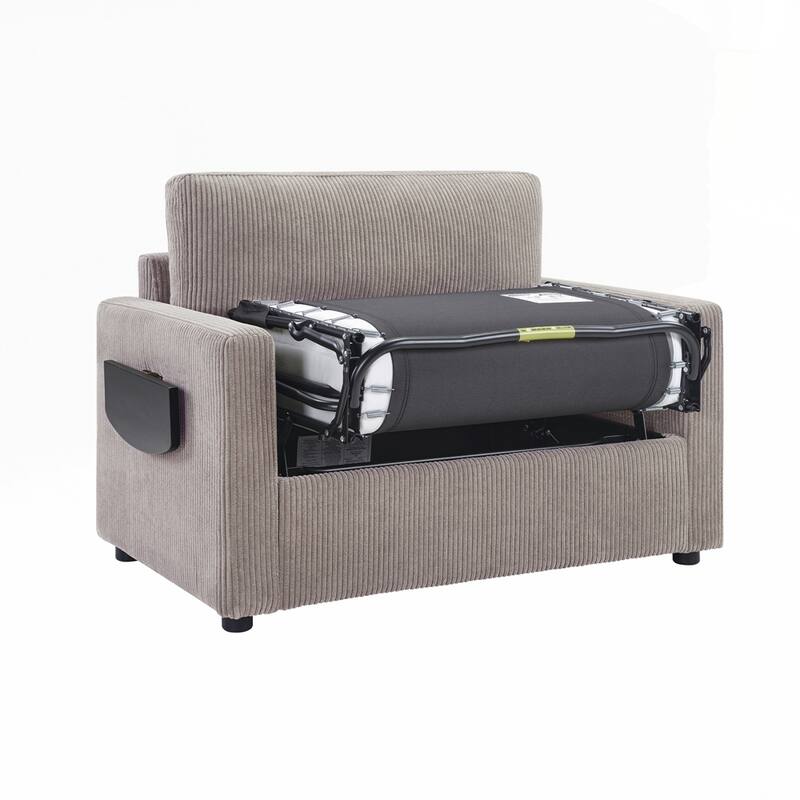 Sleeper Sofa Loveseat Sofa with a Foldable Mattress and Storage Pocket and Two USB Ports - 2 Seat