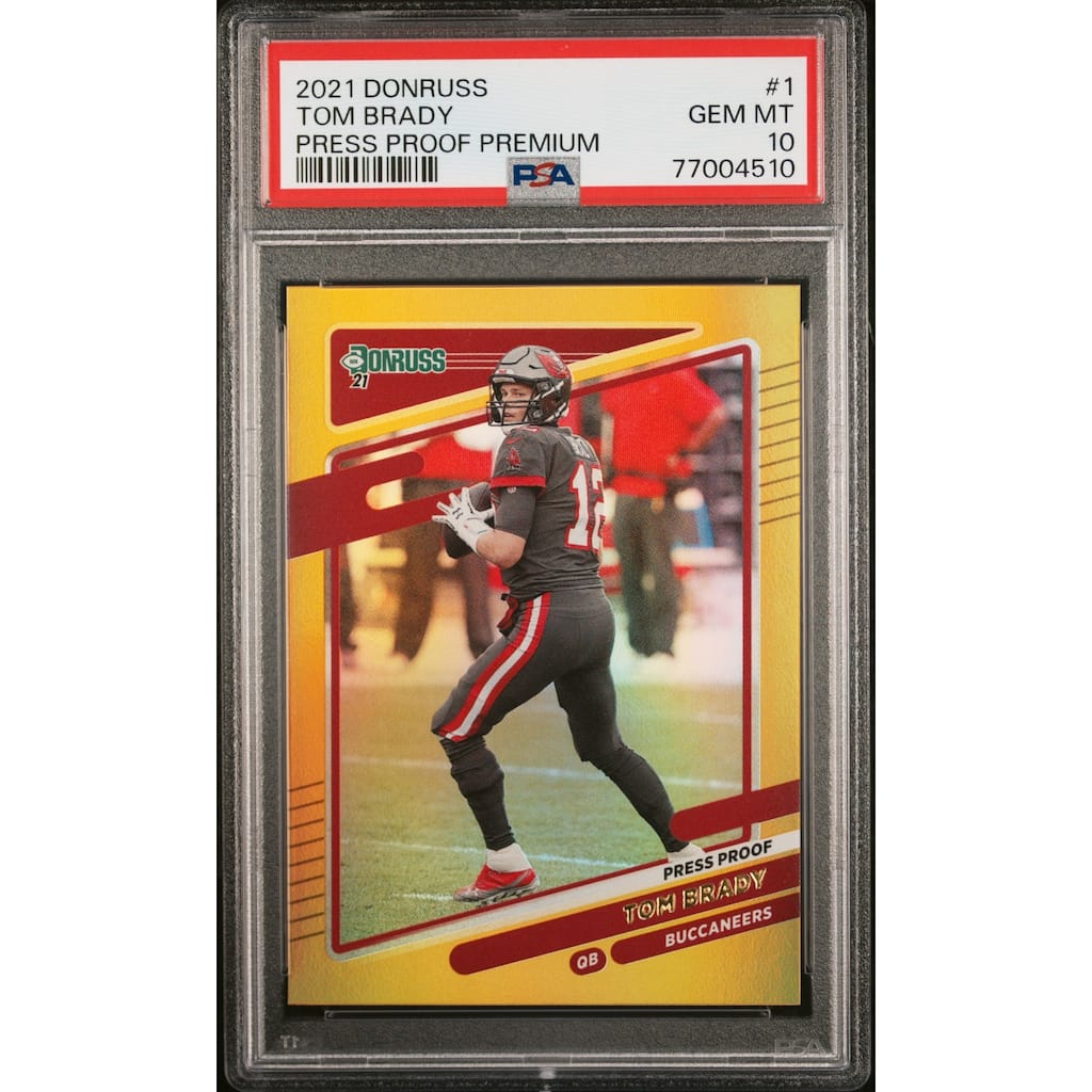 Tom Brady 2021 Panini Donruss Press Proof Premium Football Card #1 Graded PSA 10 - 8'6" x 11'6"
