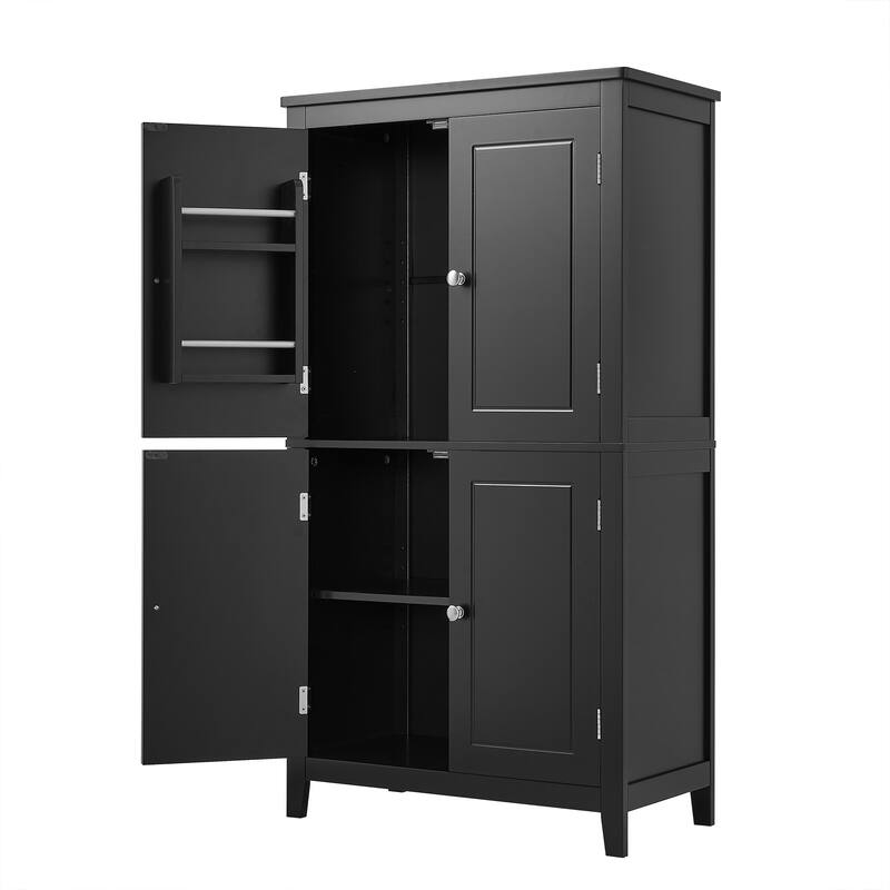 Roomfitters Elegant Bathroom Floor Storage Cabinet with 4 Doors, Adjustable and Adaptable Shelves, Freestanding Unit