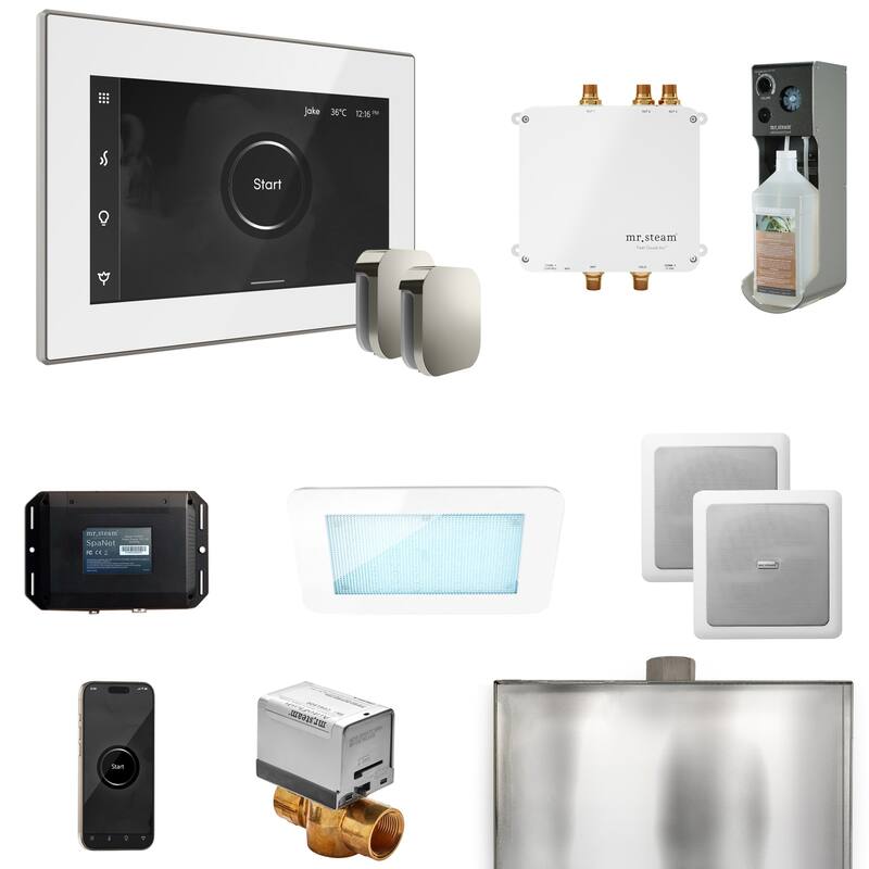 Mr Steam BLS1-X Bliss Max Package Steam Shower Control Package with - White / Polished Chrome