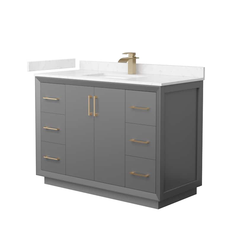 Wyndham Collection WCF414148S-VCA-UNSMXX Strada 48" Free Standing - Dark Gray / Carrara Cultured Marble Top / Satin - Painted