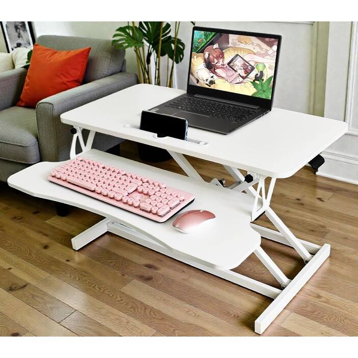 32 Inch Desk Converter Height Adjustable Sit to Stand Desk Riser with Keyboard Tray for Dual Monitor Laptop