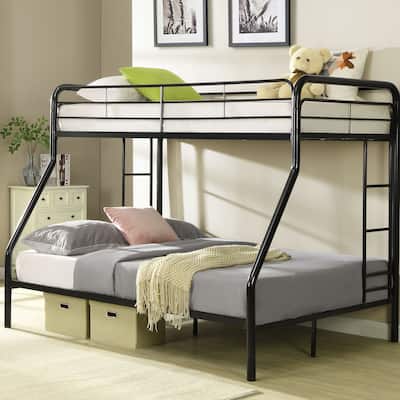 Space-Saving Twin Over Full Bunk Bed, Metal Frame, No Box Spring Required, Large Under-Bed Storage