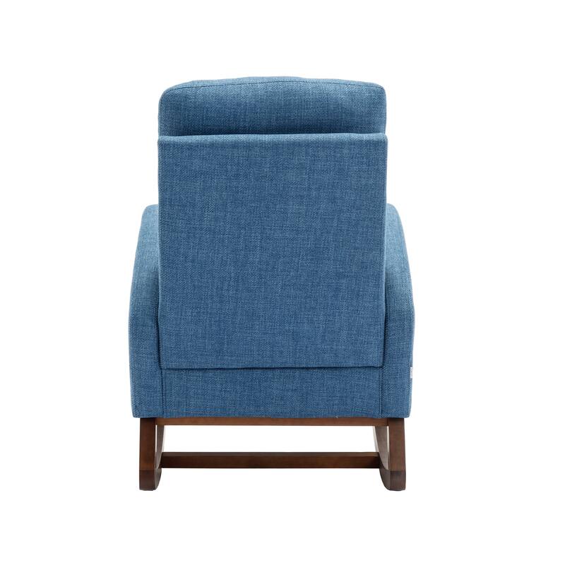 Modern 27" Upholstered Rocking Chair with Wood Legs and Side Pocket