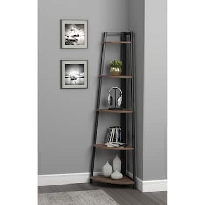 Horatio Aged Walnut Corner Bookcase