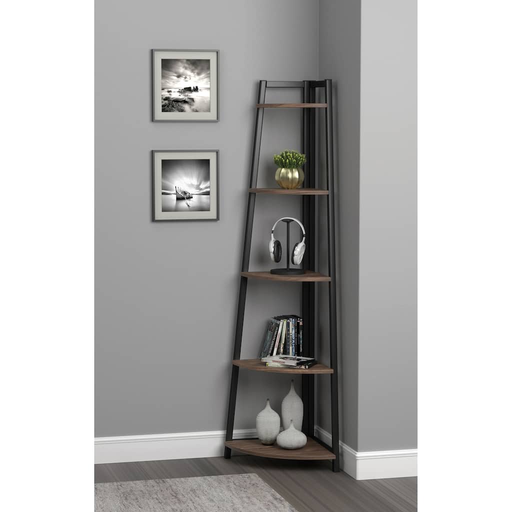 Horatio Aged Walnut Corner Bookcase