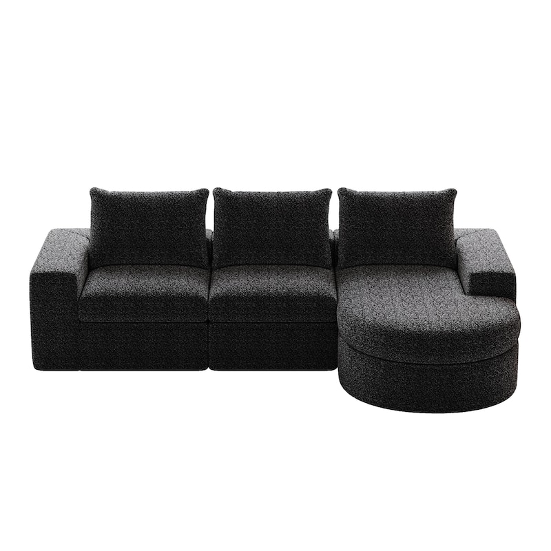99" Chenille L-Shaped Sectional Sofa with Chaise Lounge and Deep Seats, No Assembly Required