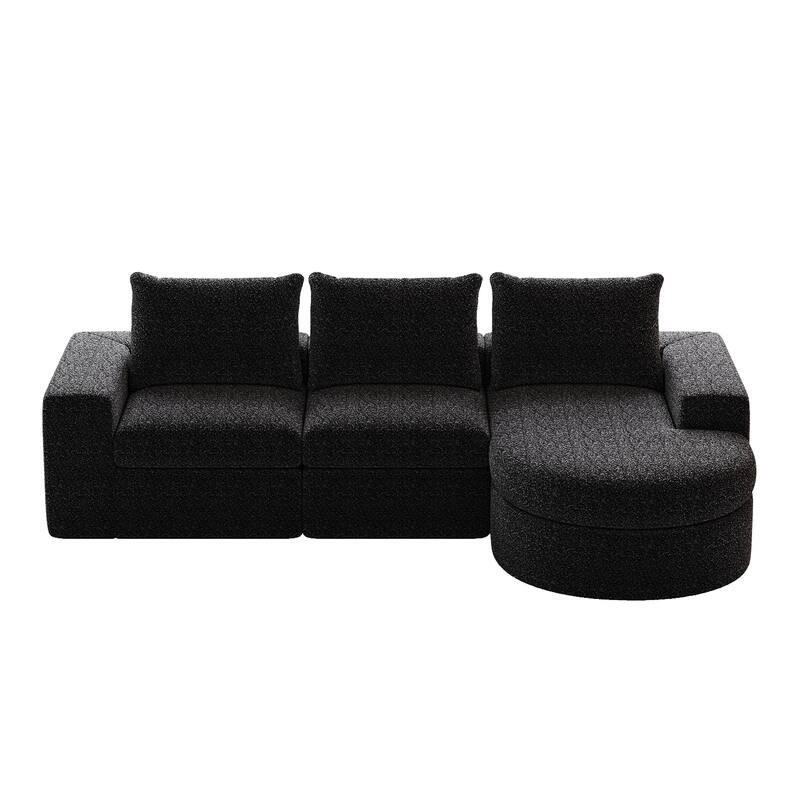 99" L-Shaped Chenille Sectional - 3-Piece Modular Cloud Sofa with Chaise, No Assembly Required