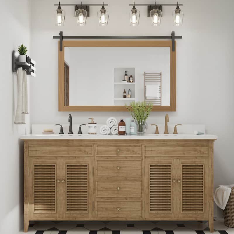 Rural Style Wall Mirrors Farmhouse Bathroom Mirrors Barn Mirror Vanity Mirror with Wood Framed(1 Piece)