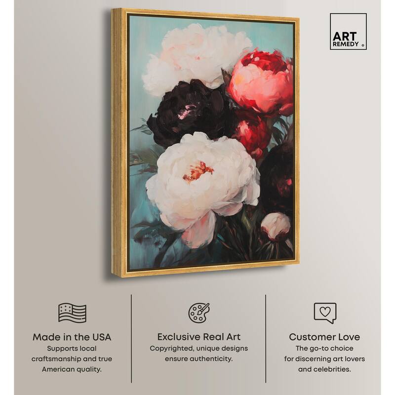 Three Shades of Peony II Canvas by Art Remedy