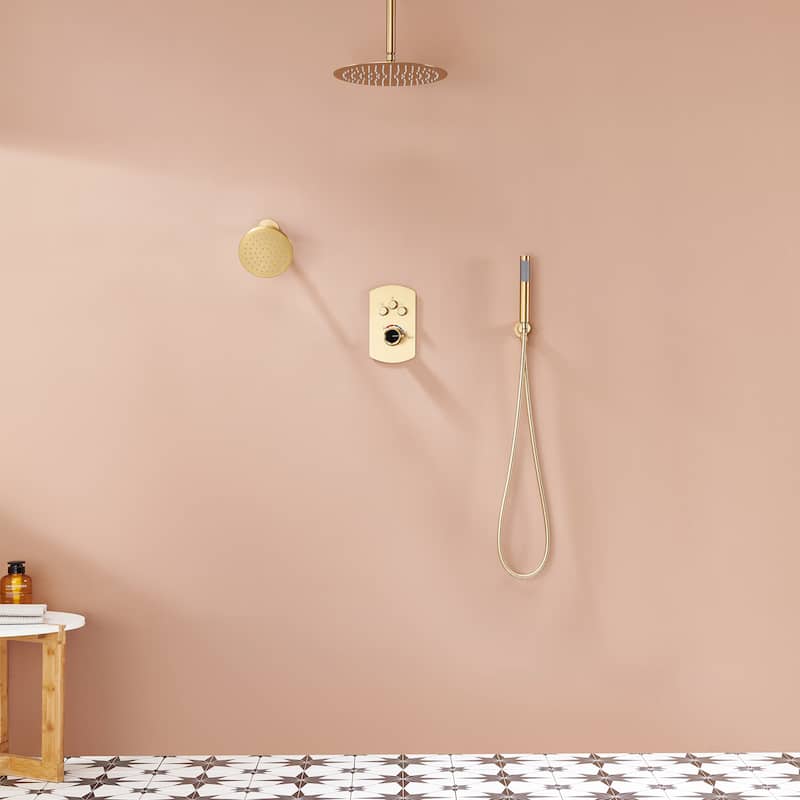 Dual Shower Heads 12 Inch Ceiling Mounteded Rainfall Shower Set