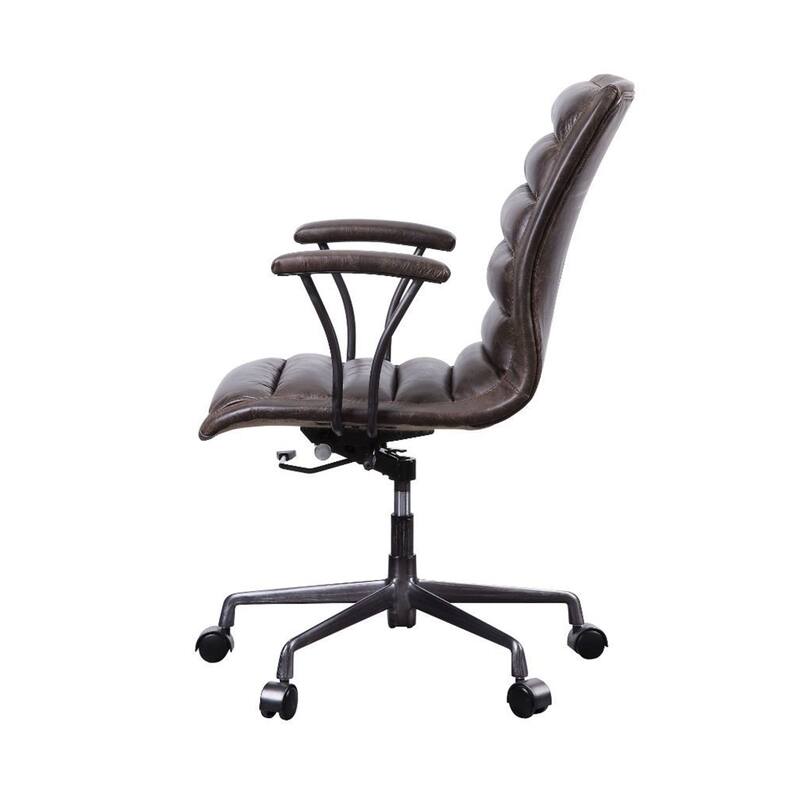 Top Grain Leather Office Chair in Distress Chocolate Finish